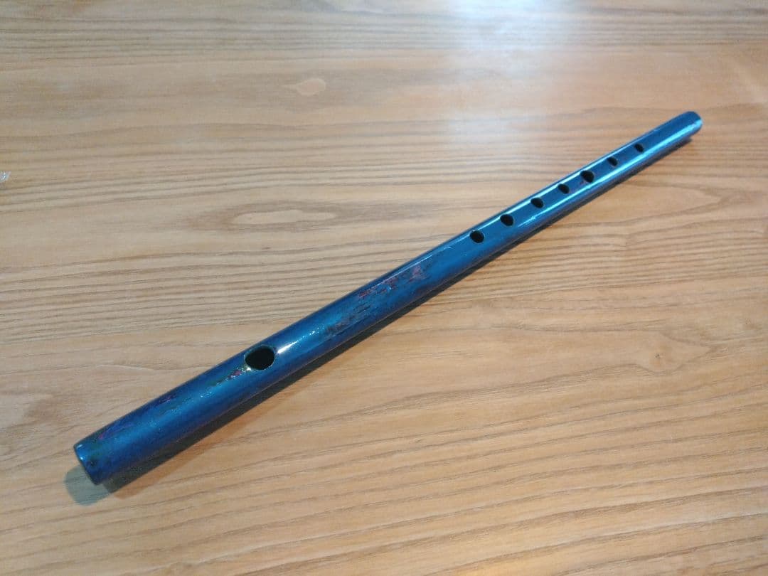 【ハンドメイド品】篠笛 京都篠竹 七本調子 七穴 お囃子 唄用 青③