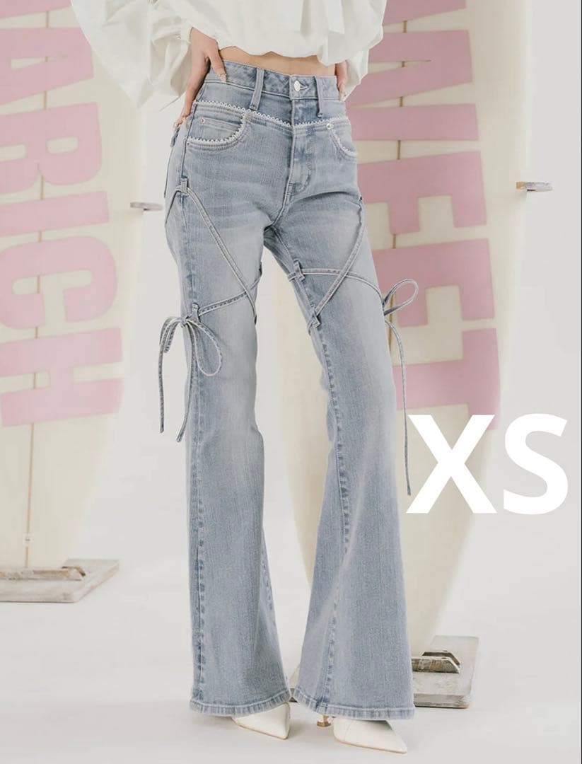 Darich ダーリッチ　ピコレースハイウエストフレアデニム　XSサイズ