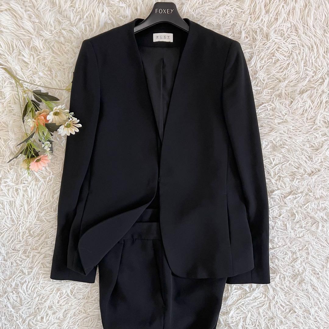 PLST プラステ トリアセ ブレンド カラーレス ジャケット パンツ セット