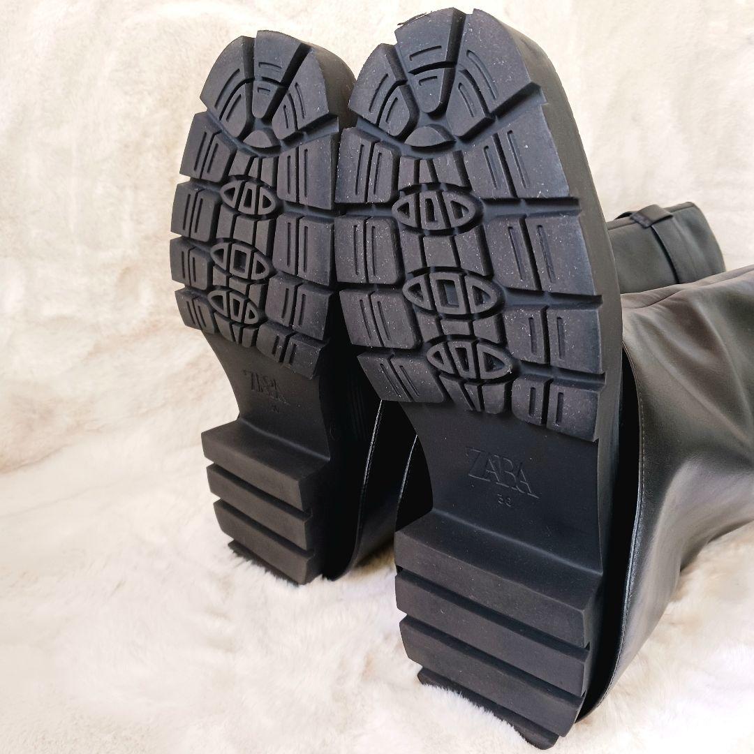 未使用 ザラ ニーハイゲートルロングブーツ 2024年モデル 23.5㎝ 黒