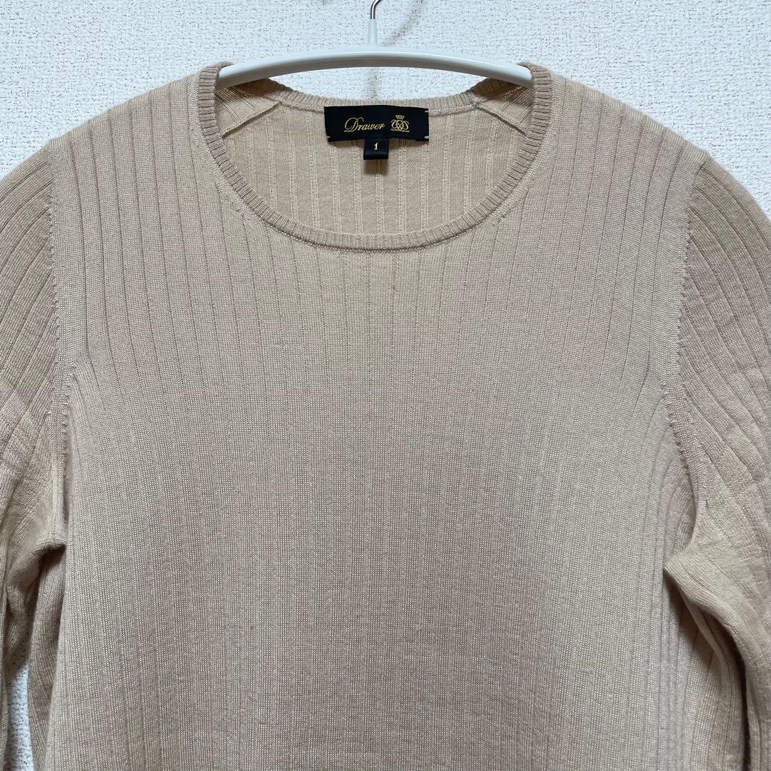 Drawer ドゥロワー 18Gカシミアシルク リブクルーネック ニット 1