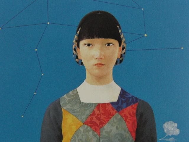 矢倉弘資、【コメディエンヌ】、希少な額装用画集画、新品高級額 額装付