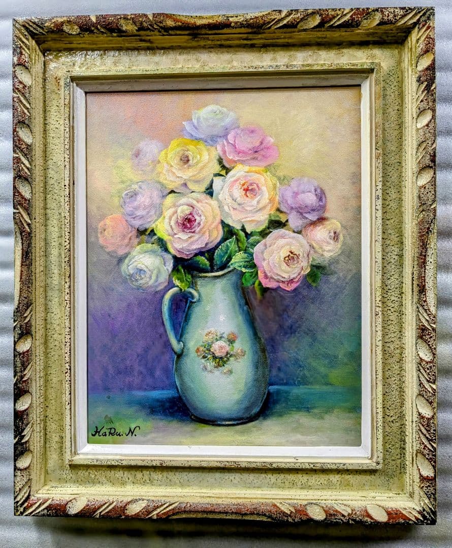 画家haru油彩画F6号＊薔薇＊肉筆画＊原画、一点物＊静物画。 木村捷司「薔薇」油絵・F6号・1978年作 絵画買取・販売の小竹美術
