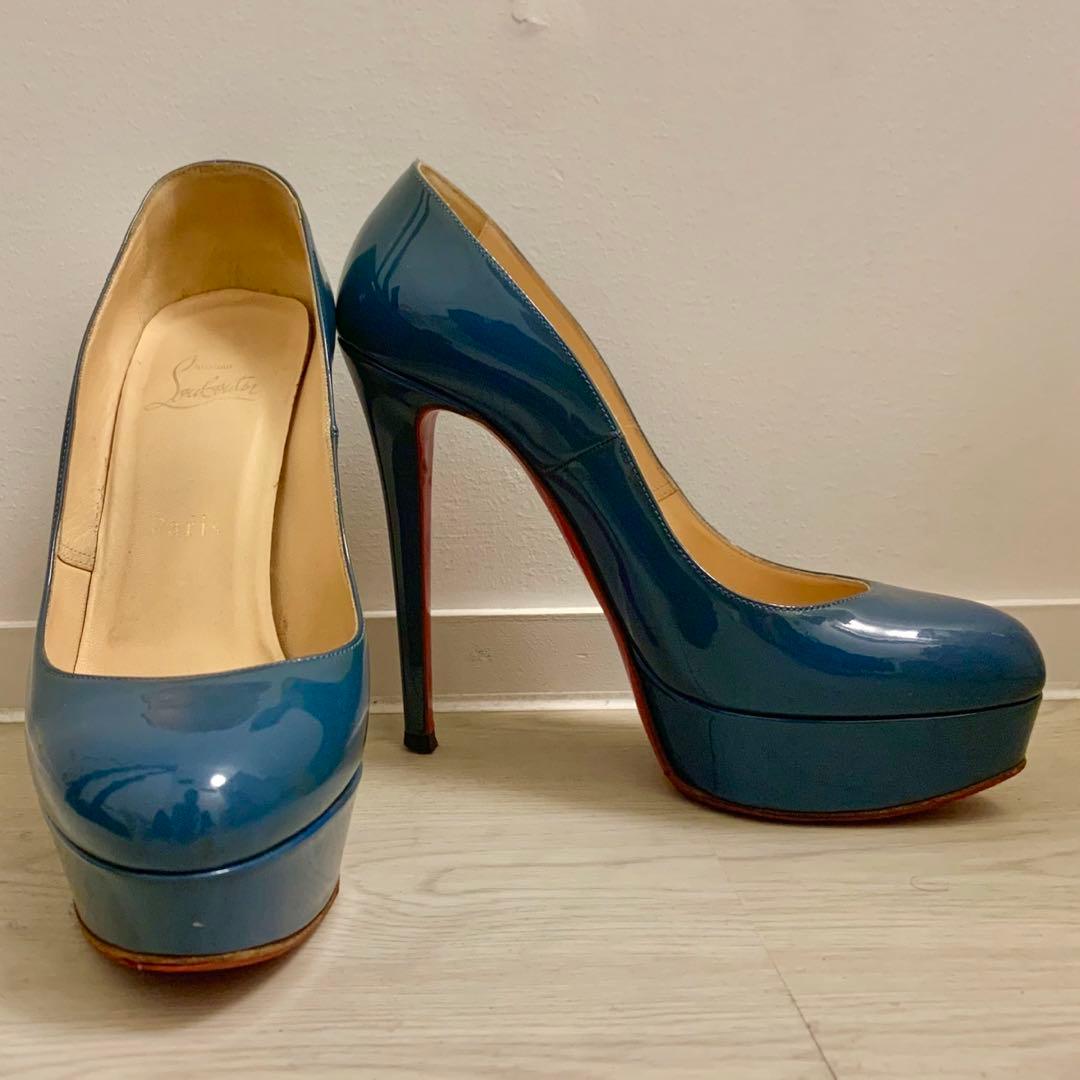 クリスチャンルブタン　青　パンプス　37.5