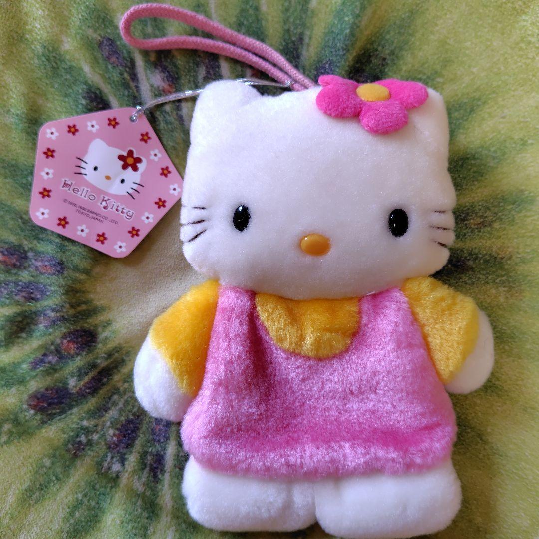 レア　希少　平成レトロ　1999年 キティ　ぬいぐるみ小物入れ　日本限定 希少 レトロ ぬいぐるみ 3点セットハローキティ フラワー 1998/1999年