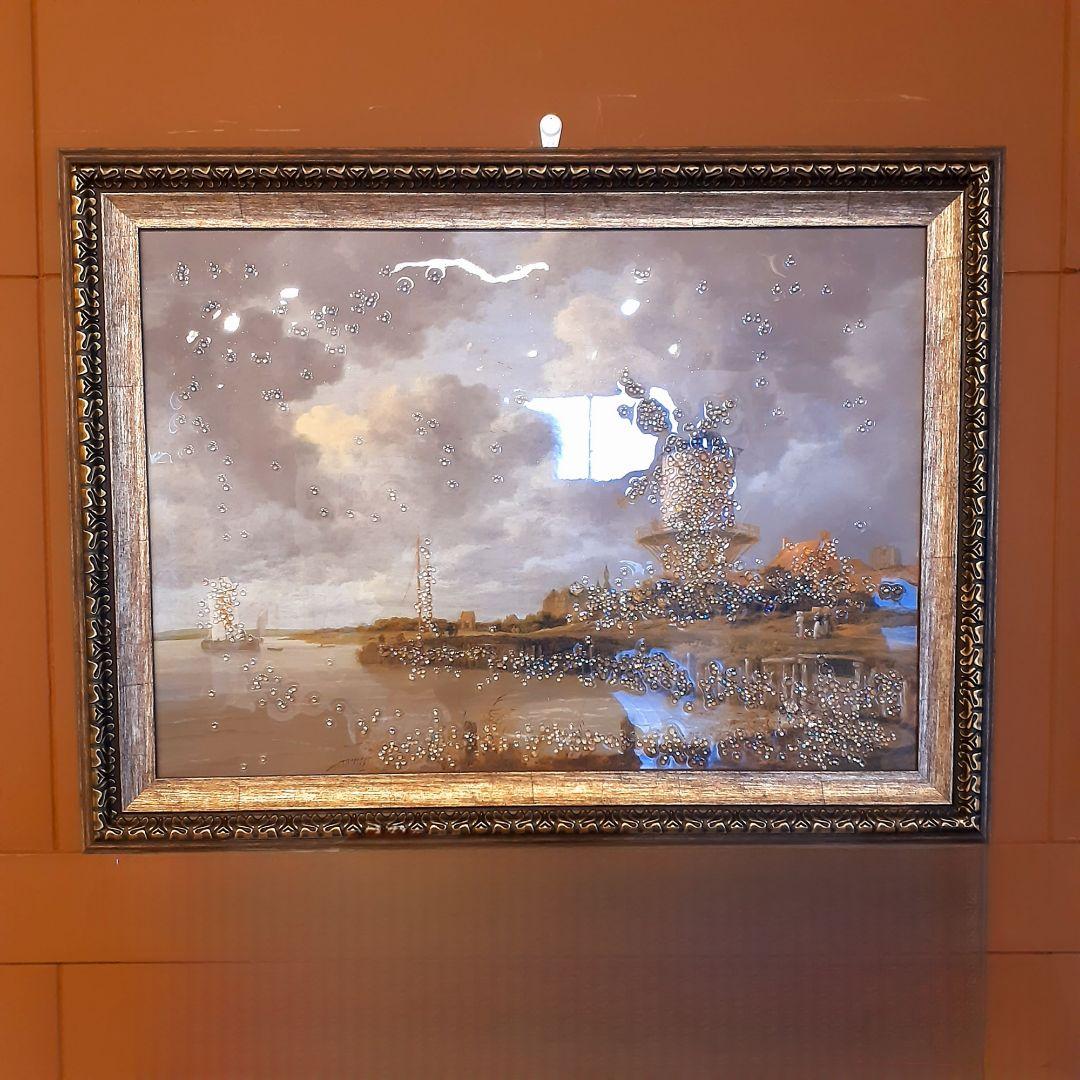 輸入雑貨　天然水晶石　『ロイスダールヴェイクの風車』　クリスタルアート