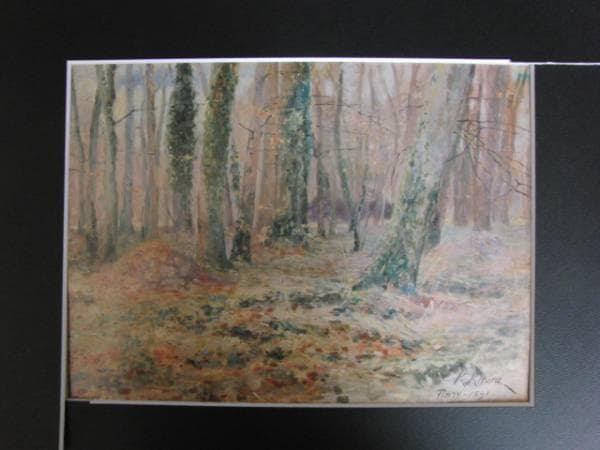 久米桂一郎、寒林枯葉、希少画集画、新品額装付、状態良好