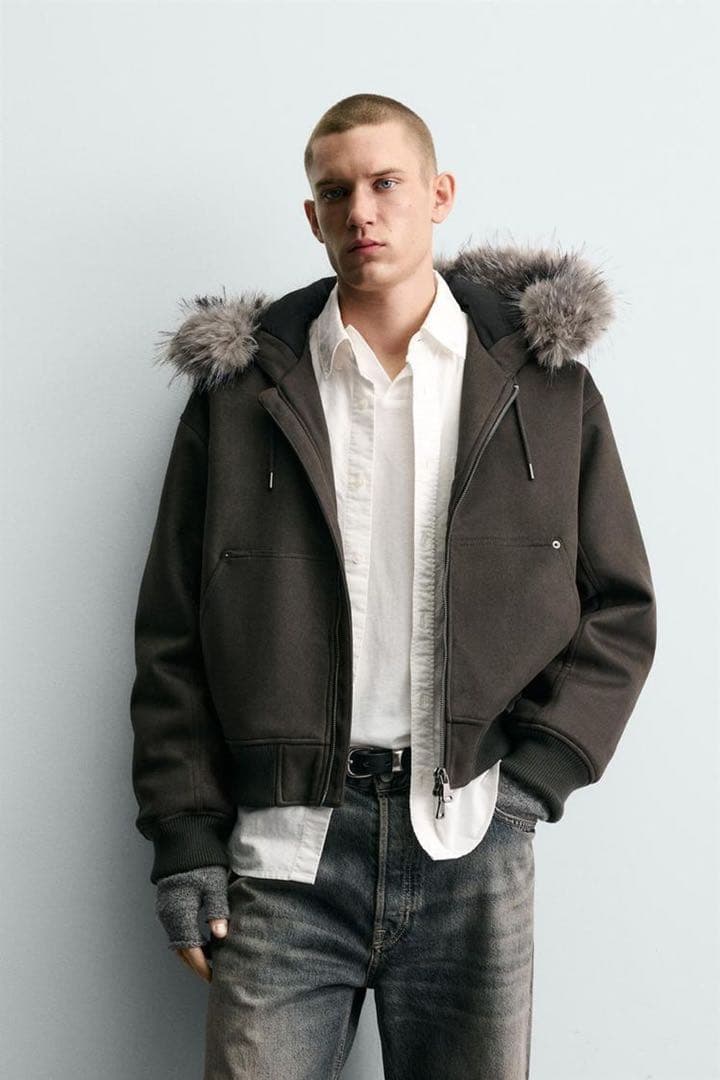 タコもも様ZARA ザラ　フェイクスエード キルティングジャケット　Y2K