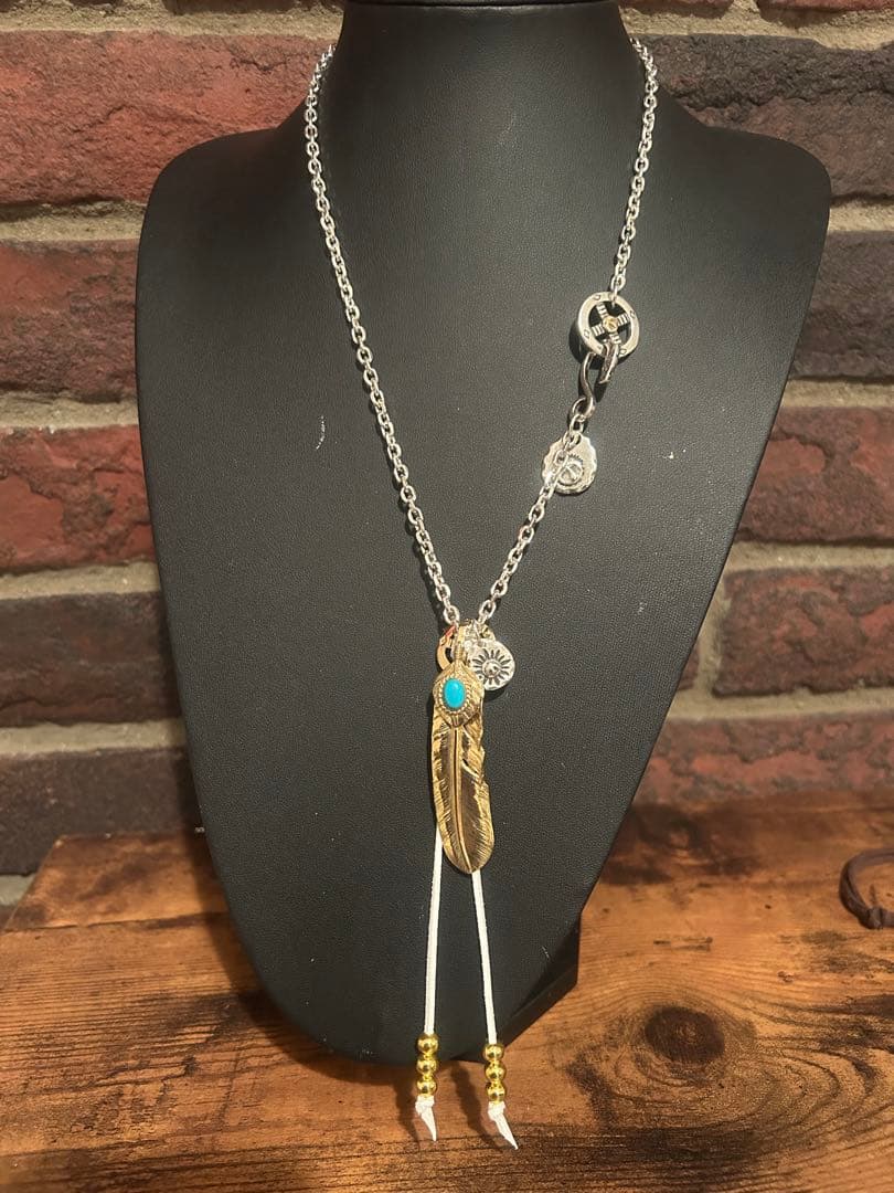 全金ターコイズフェザーネックレ キムタク仕様 - メルカリ