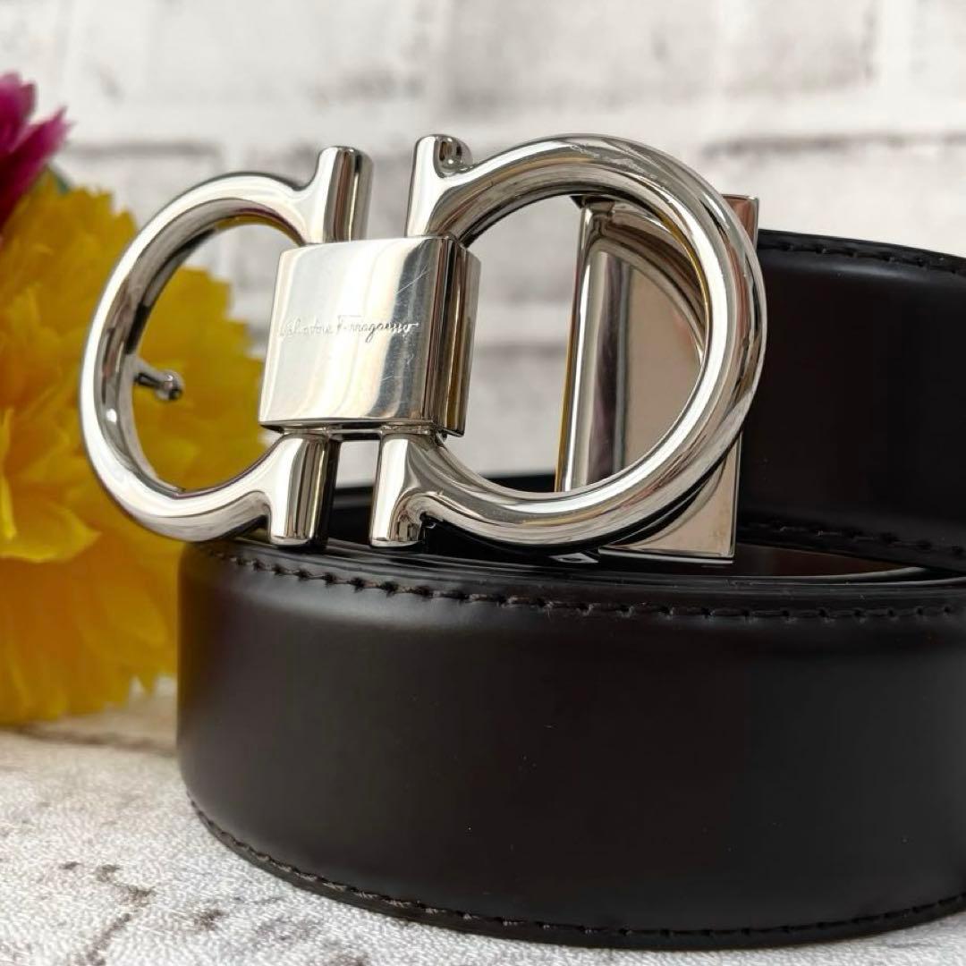 極美品✨フェラガモ　ベルト　ダブルガンチーニ　シルバー金具　ロゴ刻印　濃茶 楽天市場】フェラガモ ベルト（リバーシブル） ダブルガンチーニの通販