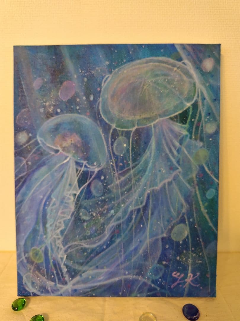 アクリル画『海月と光』F3サイズ アート 原画 くらげ クラゲ - メルカリ