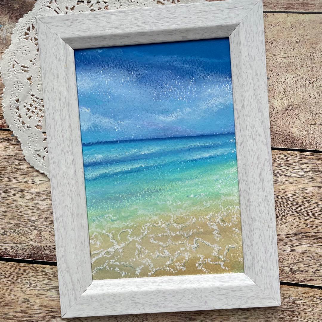 オイルパステル画 波音を聴きながら 2026 -1 海の絵 - メルカリ