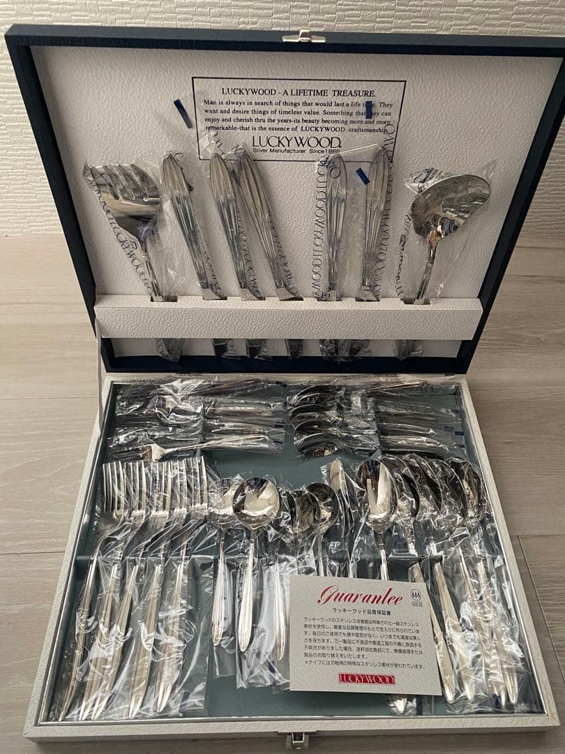 LUCKYWOOD カトラリーセット　33P 新品 LUCKY WOOD（ラッキーウッド） カトラリーセット ナイフ フォーク