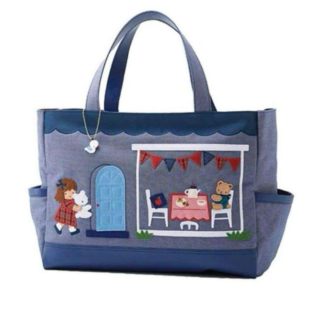 【美品】familiar ファミリア　デニム　マザーズバッグ　チャーム　ワッペン