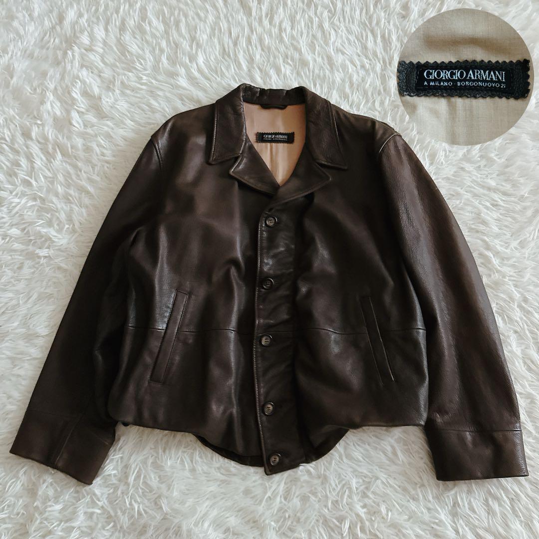 最高級✨ジョルジオアルマーニ レザージャケット 本革 メンズ 48サイズ