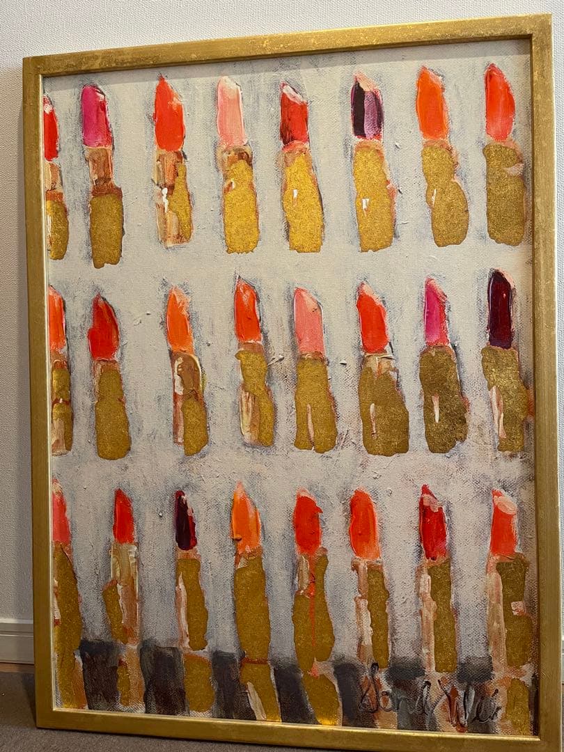 francfranc リップスティックアート作品 金色フレーム付き