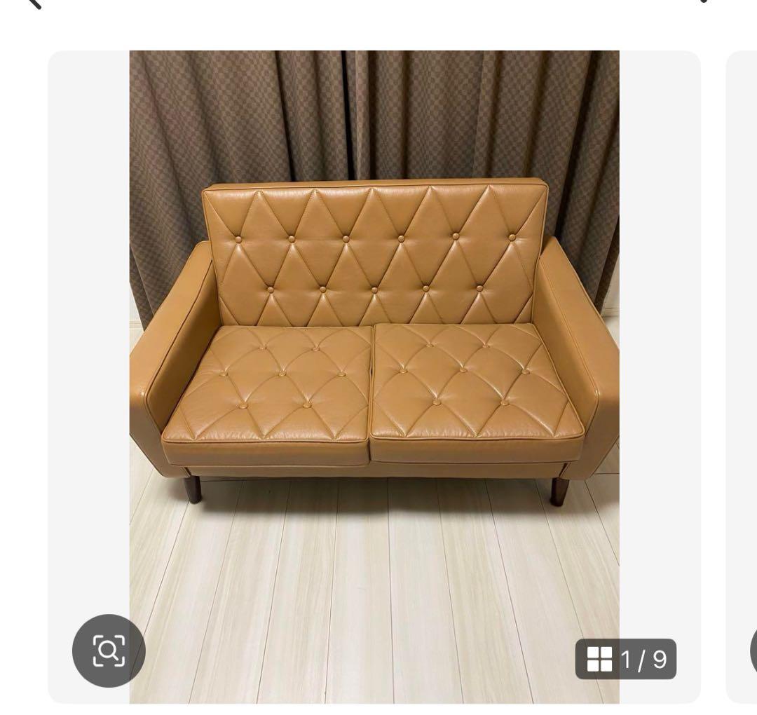 【たま（再）】カリモク60 ロビーチェア　2シーター　スタンダードキャメル