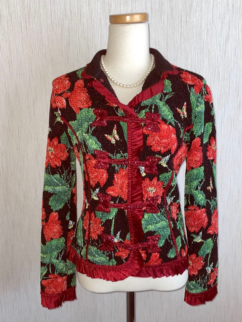 美品◆NOKO OHNOノコオーノ チャイナ風 花柄ジャケット40