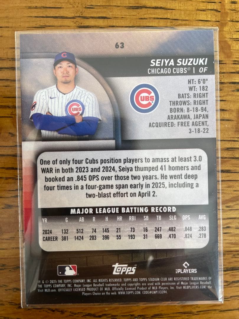 Topps stadium club 2025 鈴木誠也 レッドパラレル - メルカリ