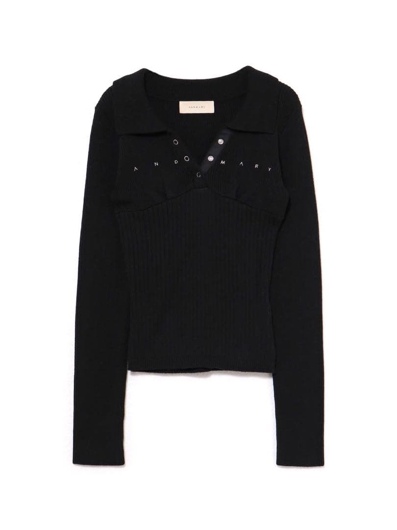 andmary Lindsay logo tops blackトップス