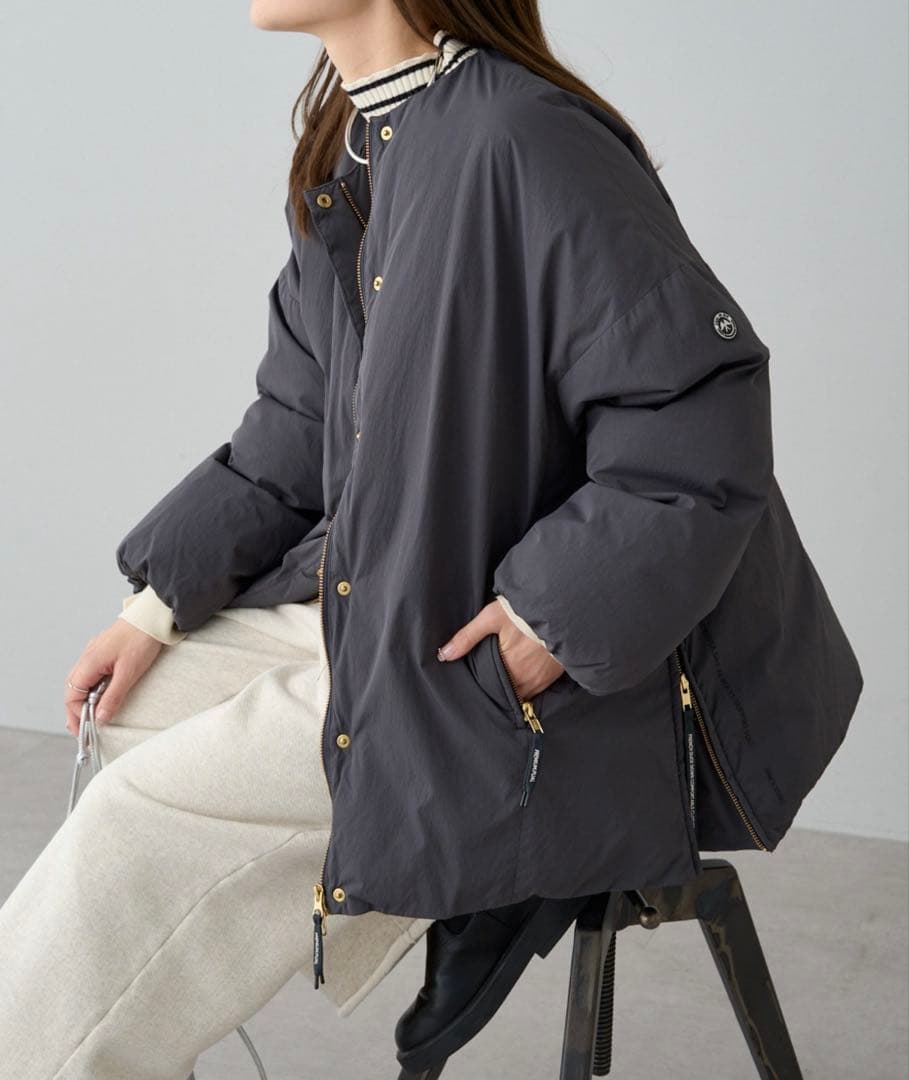 美品！現行品 ピュアルセシン フレンチダックダウン ノーカラー ダウン80%