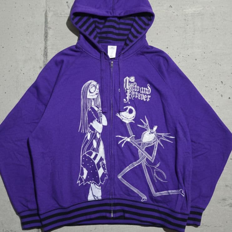 希少2XL】ディズニー ナイトメアー ジャック サリー ジップパーカー 紫