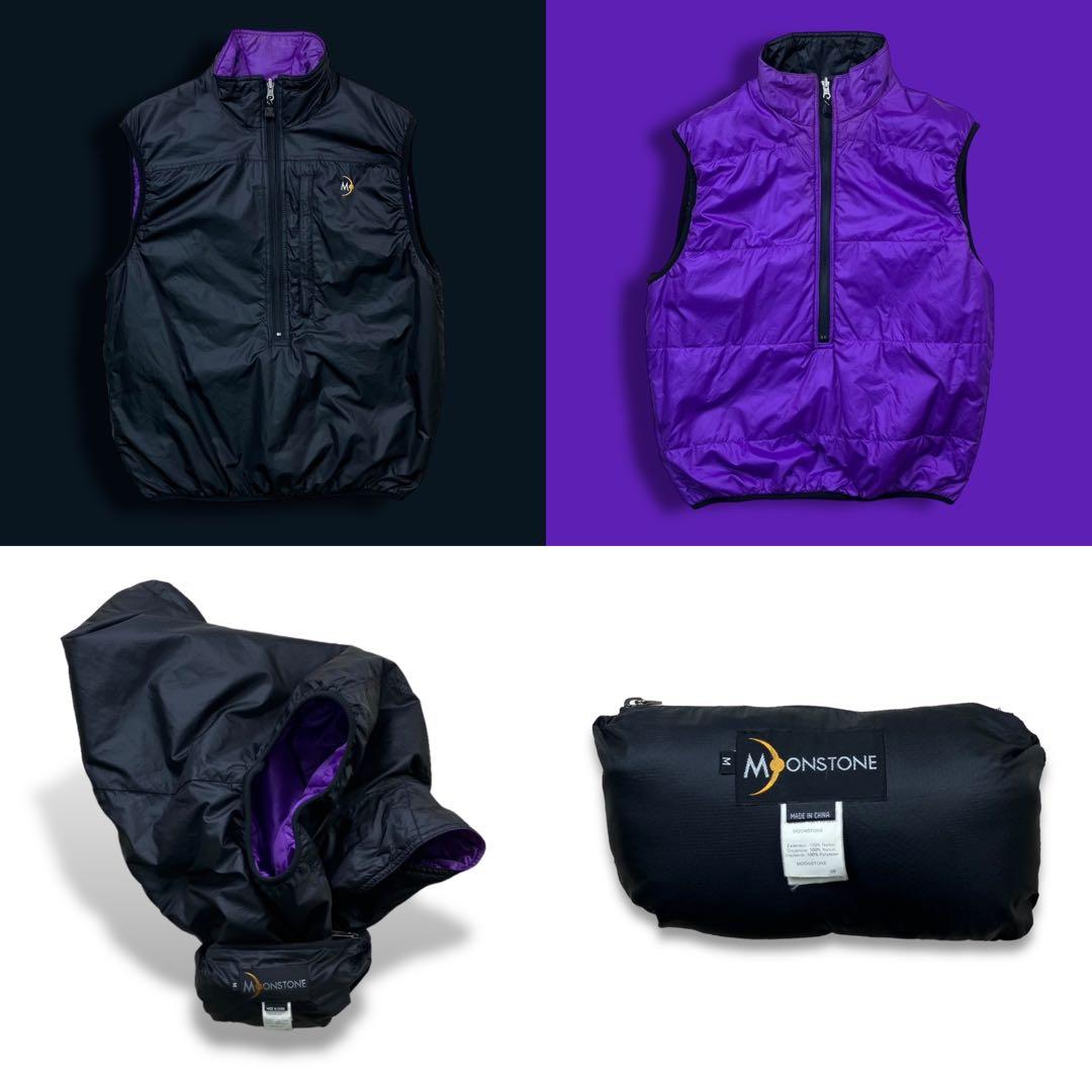 90s MOONSTONE パッカブルリバーシブル中綿ベスト ハーフジップ ギア