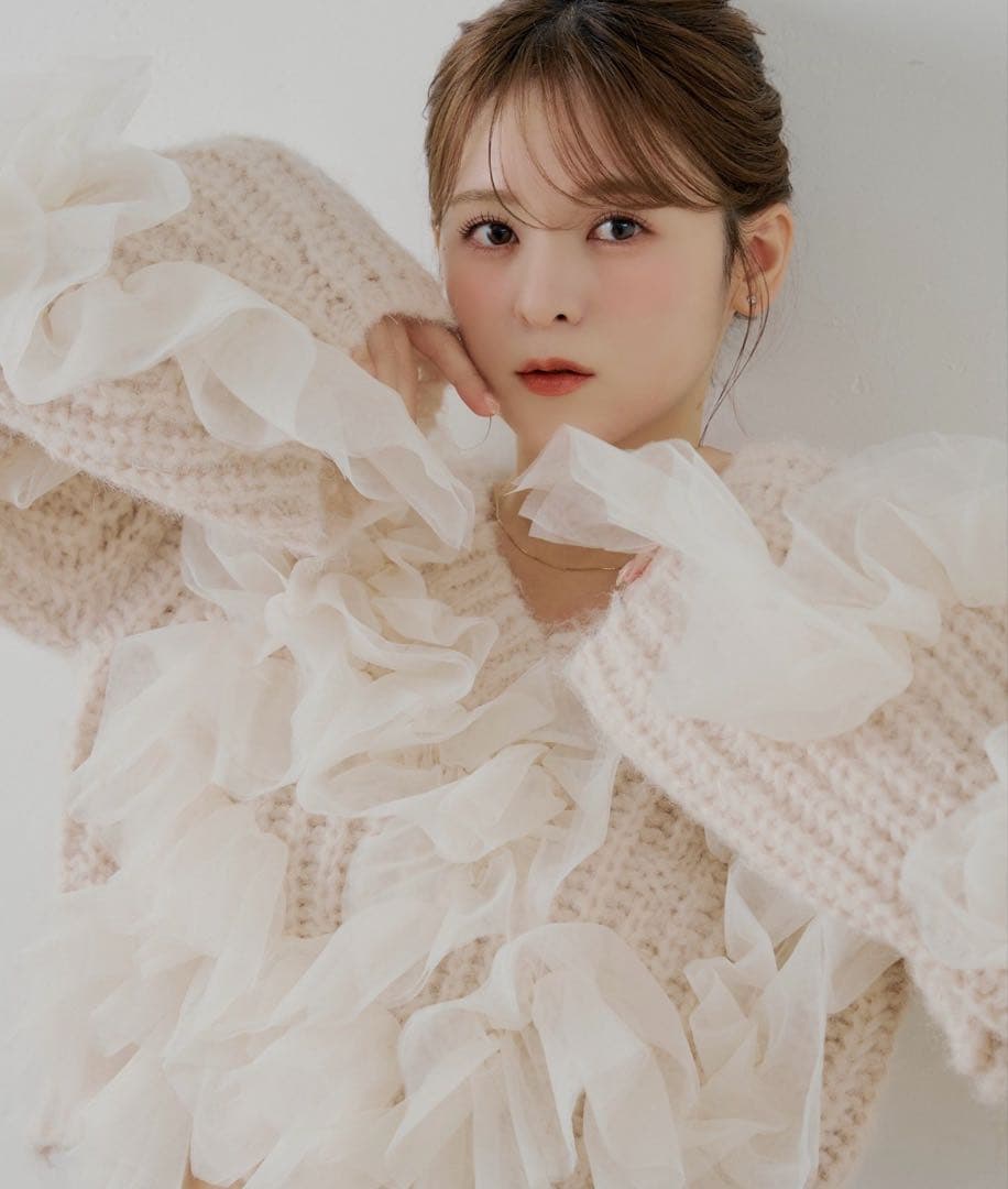 【SALON by Chico】ランダムチュールドッキングニット ピンク 新品♡ Chico（チコ） ニット セーター 「SALON by Chico」ランダムチュール