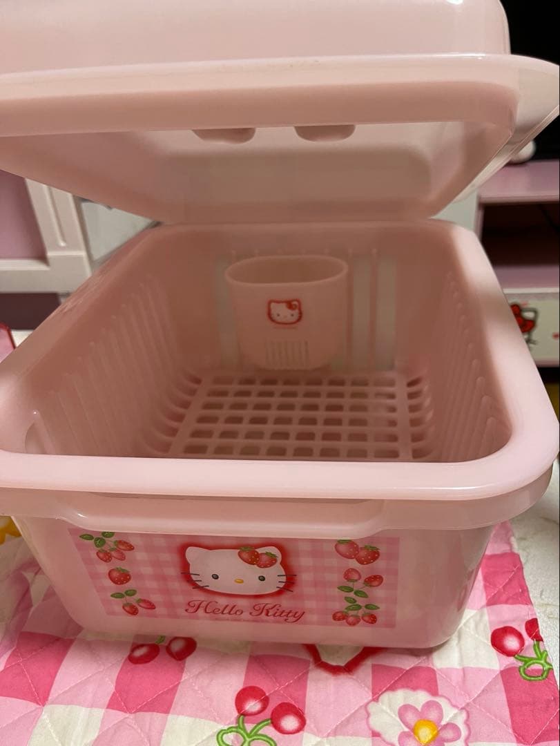 キティ　レア　当時物　いちご　カオハナ　水切りカゴ　キッチン　ラック　収納