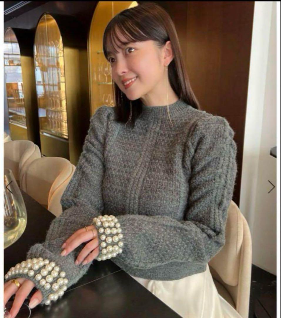 【新品タグ付き】アニュアンス パールニットトップス