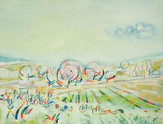 絵画 インテリア 絵 油絵 F4-080311 風景 畑と木 和紙の絵写真 アートパネル 絵画 インテリア 玄関 風水 絵 – アートセピア