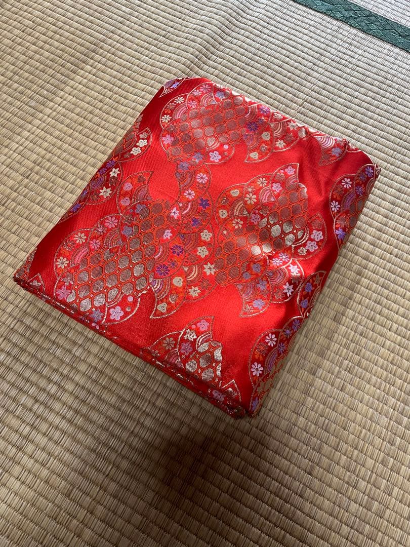 13絃用 琴袋(丸袋) オレンジ系　柄物　厚手