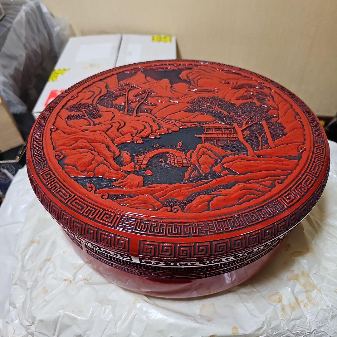 （美品未使用）仙台堆朱　山水画