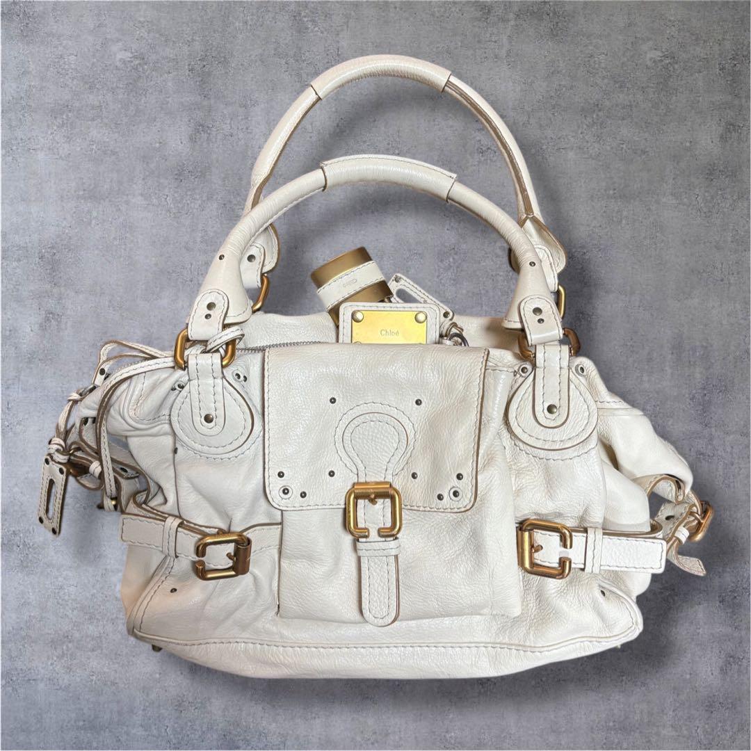 Chole クロエ パディントン ボストンバッグ　ハンドバッグ ホワイト 南京錠