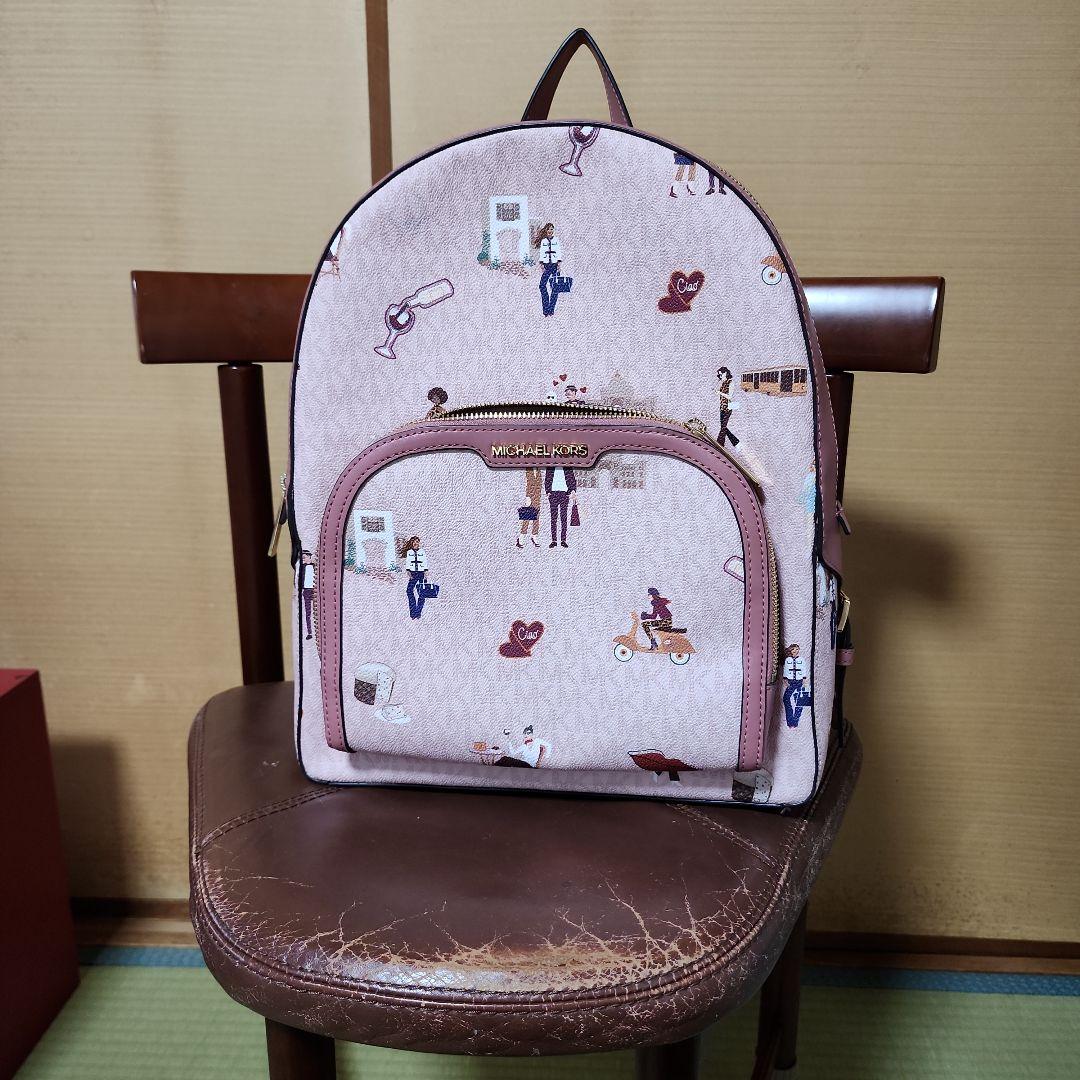 イラスト付きピンクリュック X-girl Stages（エックスガールステージス） リュック クリアポケット