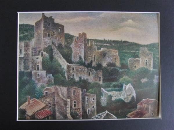 岡鹿之助、【古跡】、希少な大判額装用画集より、美品、日本人画家、新品額装付