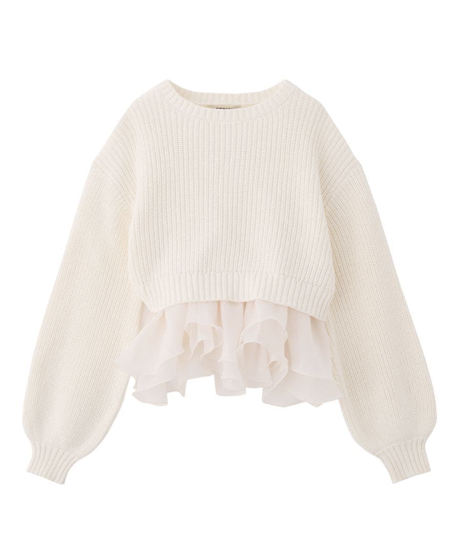 【最終値下げ】COCODEAL ペプラムブラウス×パフスリーブニットセット