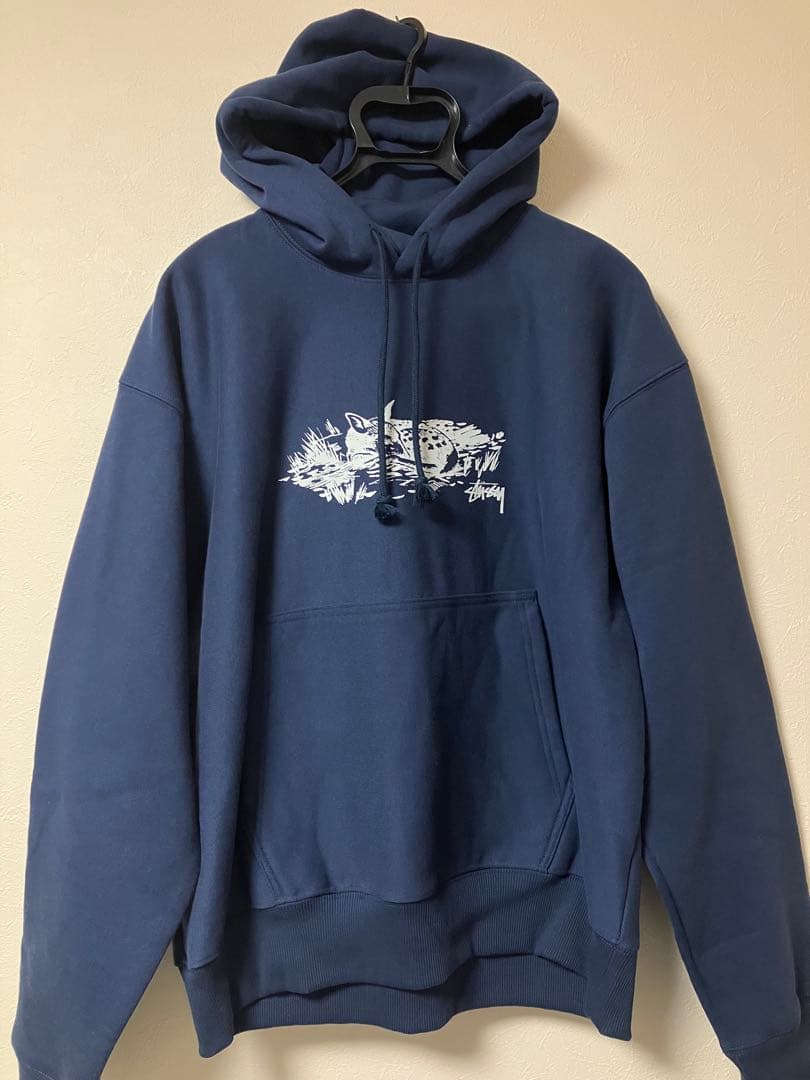 Stussy パーカー　ステューシー　FAWNHOODIE ネイビー Lサイズ 中古・古着通販】stussy (ステューシー) STOCK LOGO HOODIE ネイビー