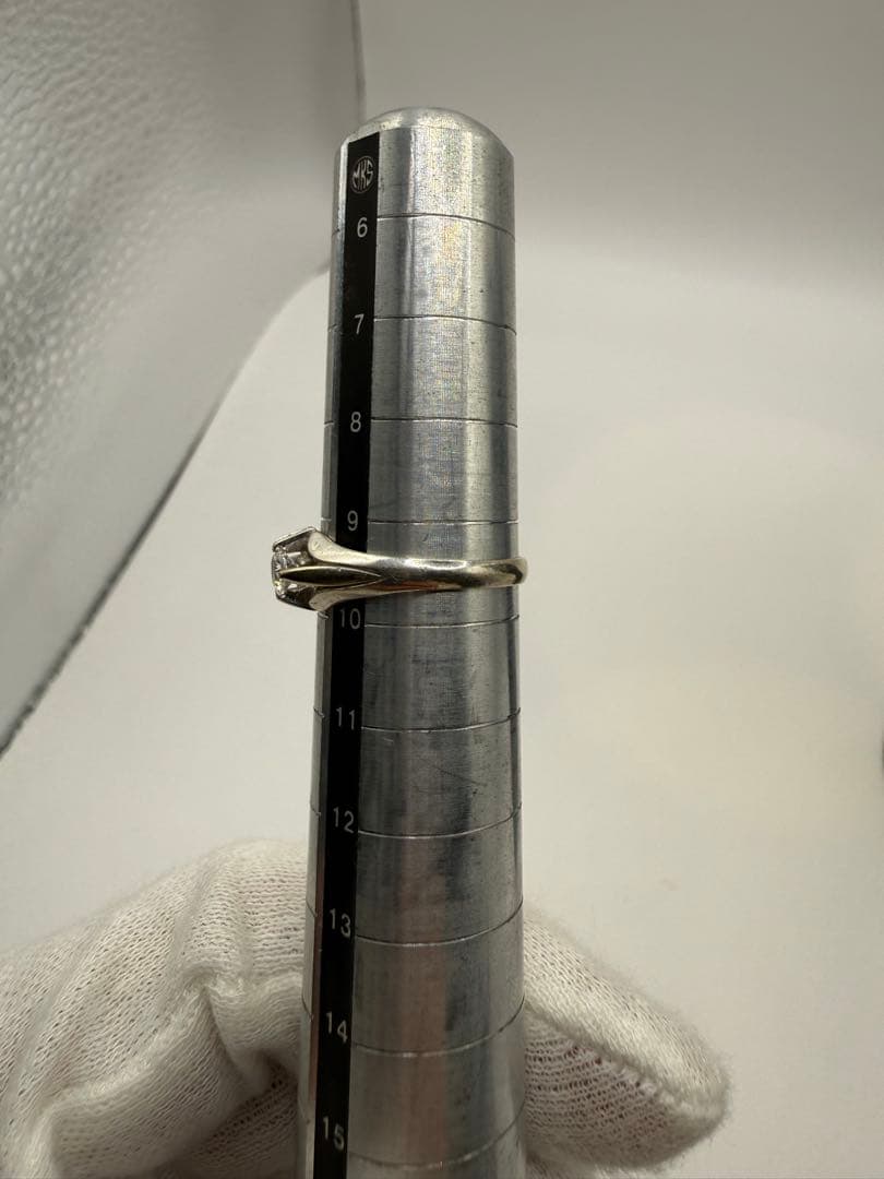 美品 K14WG ジルコニアリング ホワイトゴールド 超音波洗浄器洗浄済み