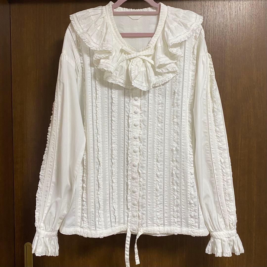 ピンクハウス　ピンタックとピコフリルたっぷりのブラウス