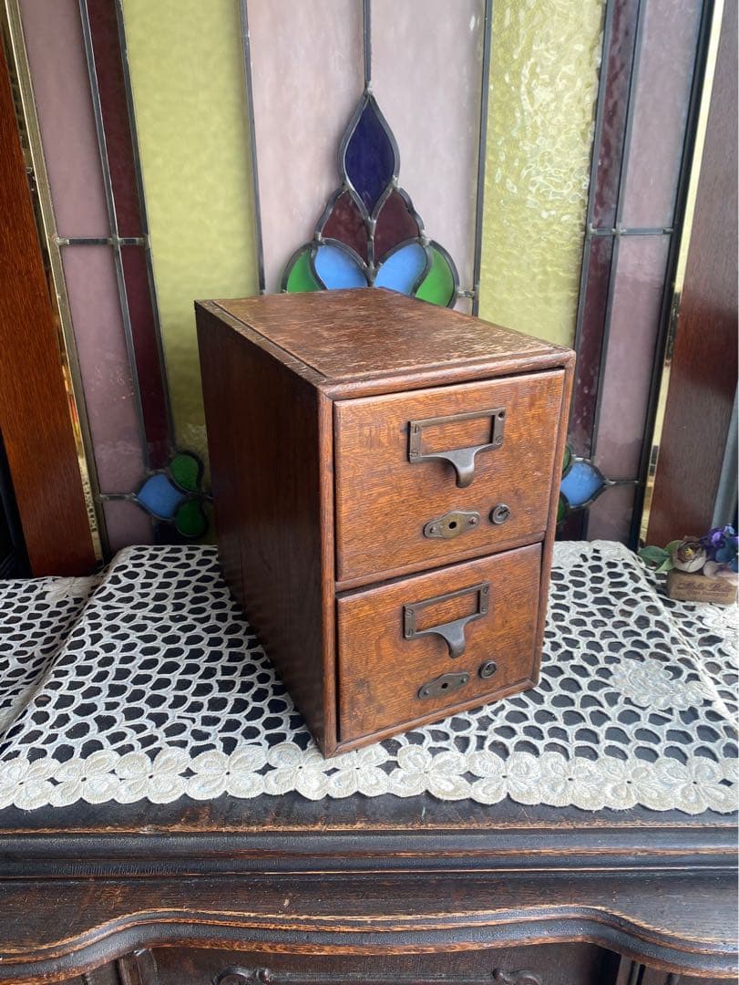 2段小引き出し 小物入れ 古道具 当時物 アンティーク 昭和レトロ インテリア