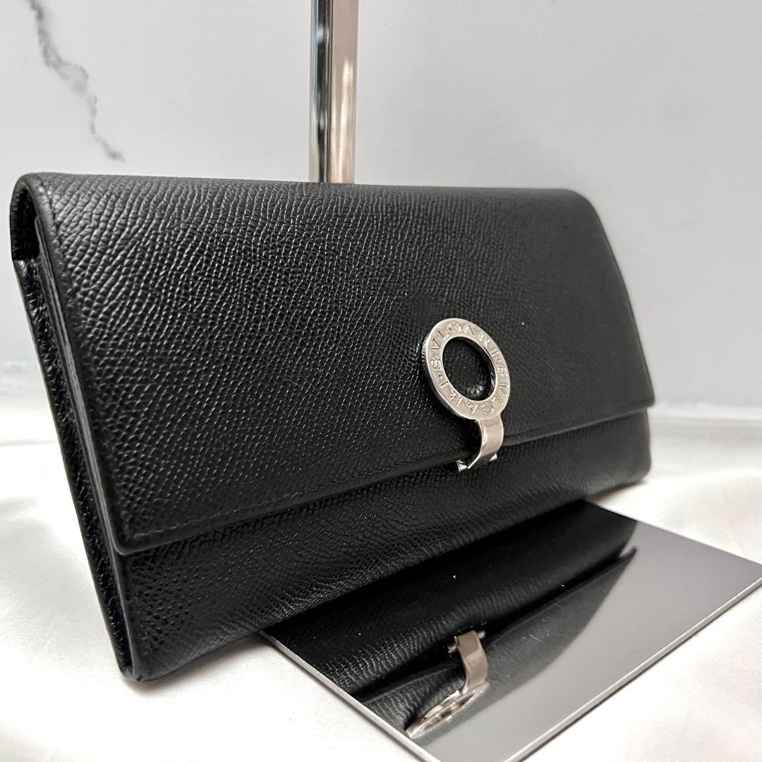 ◇極美品◇ブルガリ　ビーゼロワン　フラップ型長財布　ブラックレザー×シルバー金具 BVLGARI（ブルガリ） 完売御礼 レディース 長財布 サイフ ビー