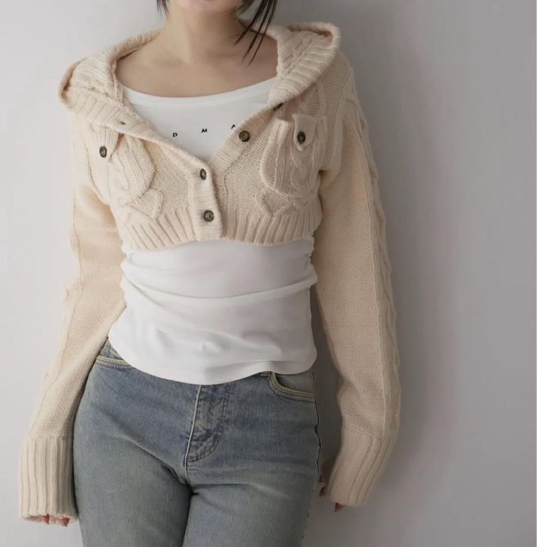 カーディガンのみANDMARYのMary logo cable knit