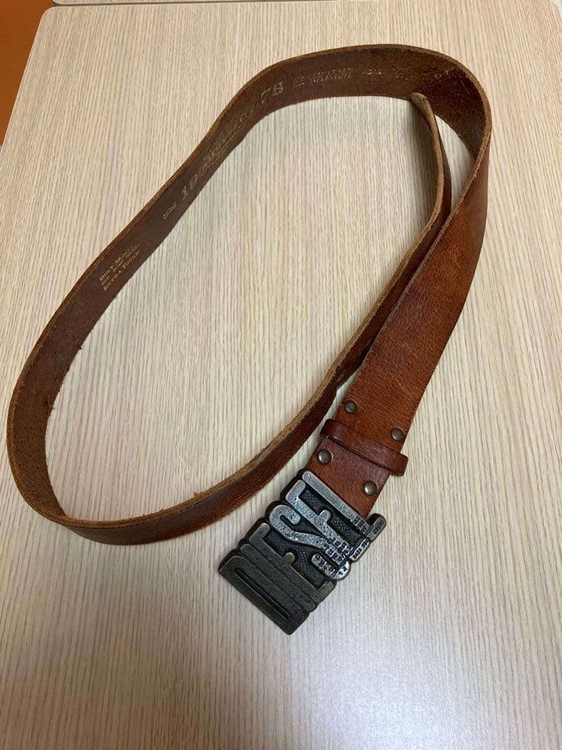 DIESEL ディーゼル本革 レザーベルト ロゴバックル ブラウン