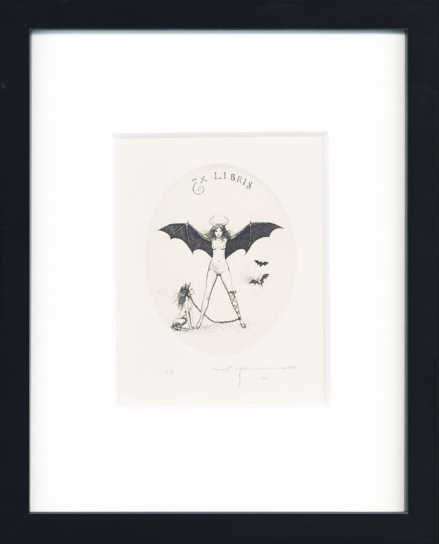 山本六三　アルフォンスイノウエ　銅版画　版画　サイン　署名