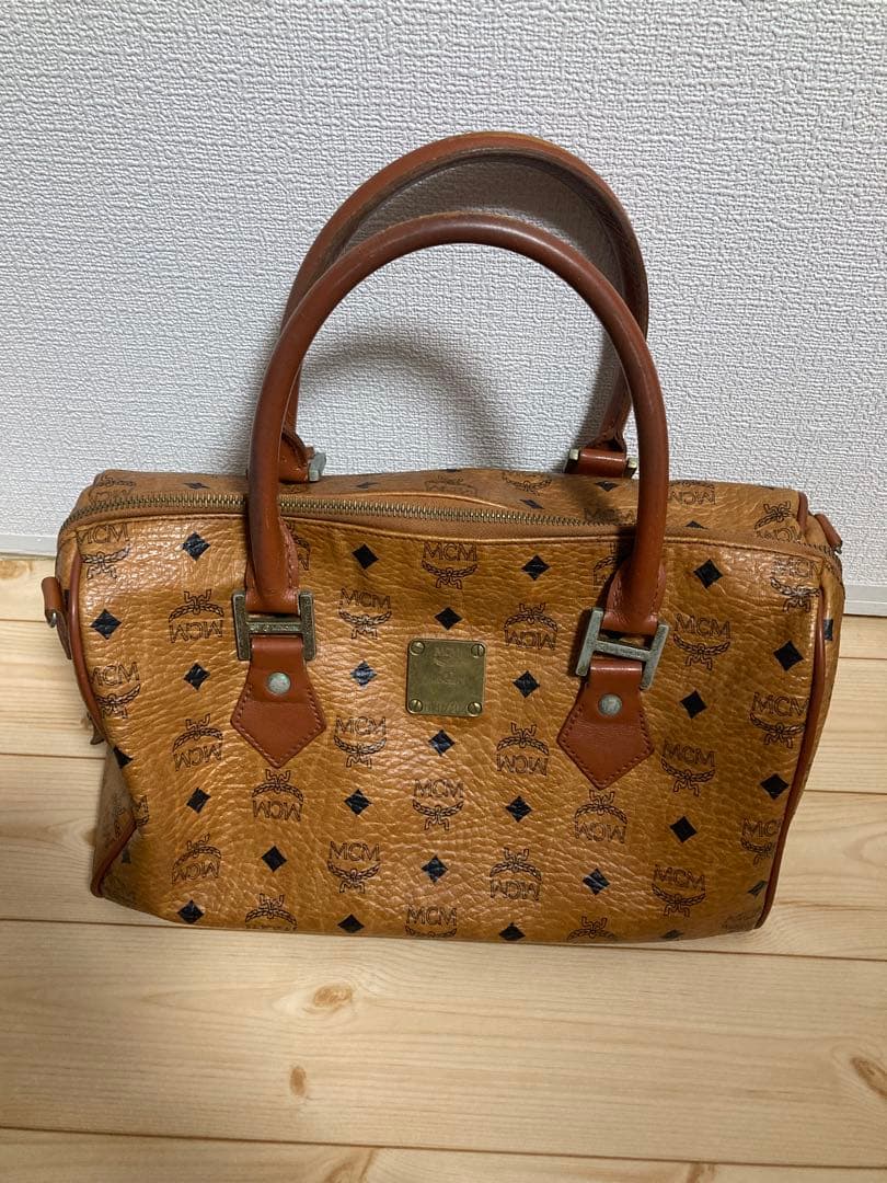 ヴィンテージ　MCM ブラウンレザーボストンバッグ