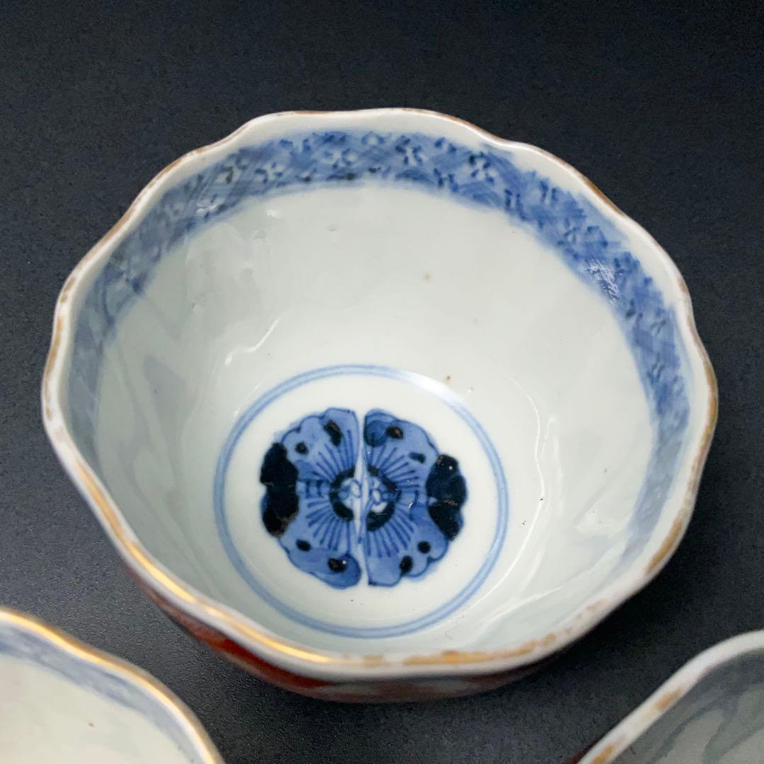 伊万里色絵窓絵花図向付3個 赤絵 通り文 古伊万里 R1373B2 - メルカリ