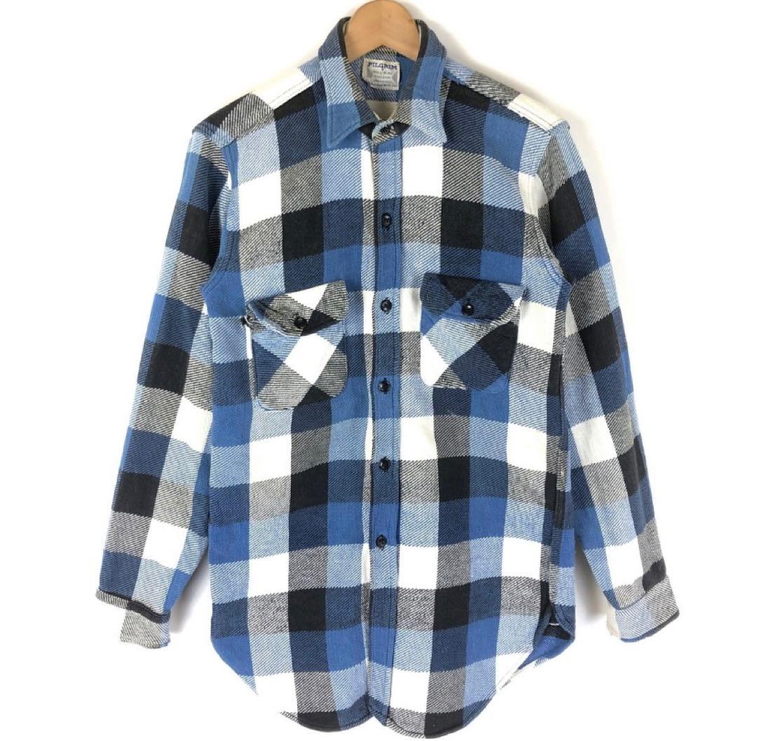 ピルグリム 60s ヴィンテージ ヘビーネルシャツ ブルー berberjin