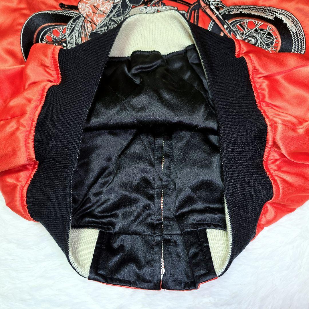 PEAK'D YELLOW スカジャン ブラック×オレンジ 刺繍 バイク 和柄 - メルカリ