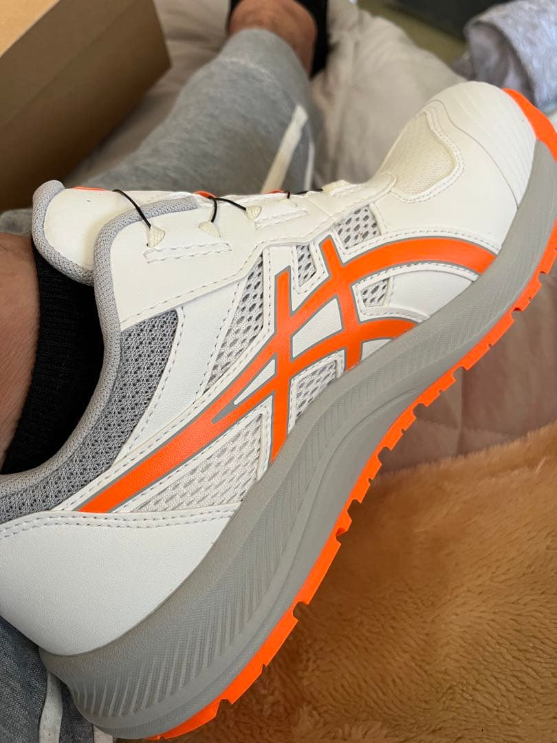 ASICS 安全靴 ホワイト/オレンジ